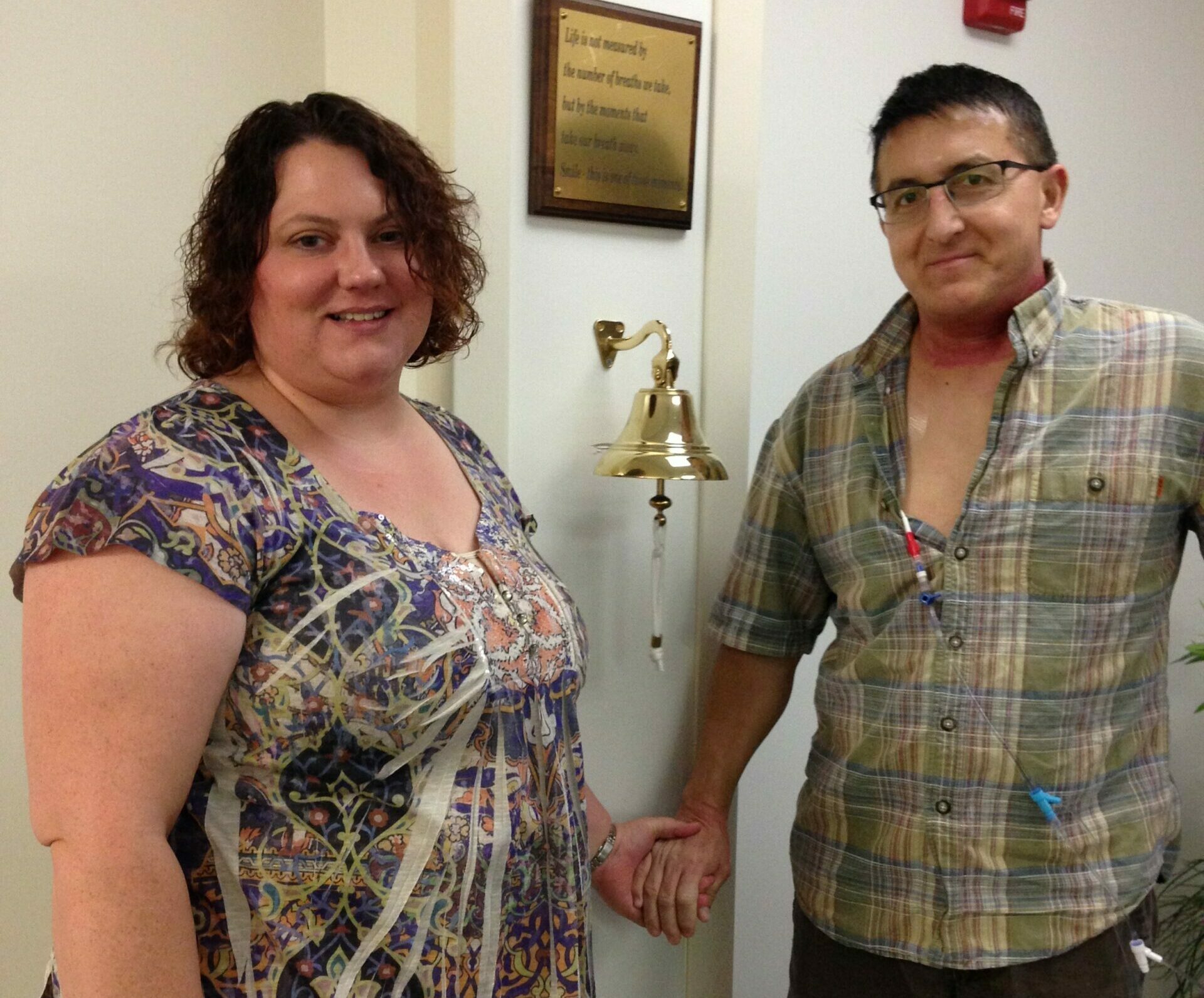 Randy getting to ring the bell at his last chemo treatment.