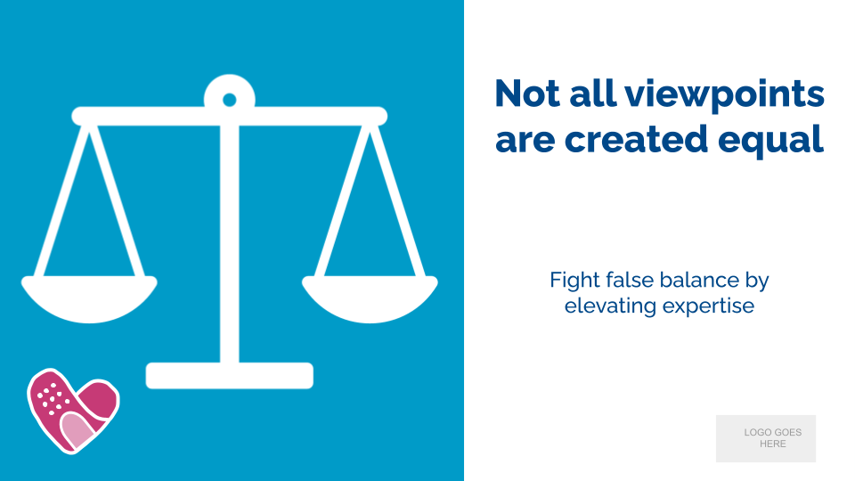 Copy of NIAM False Balance FB_TW Not all viewpoints are created equal. Fight false balance by elevating expertise.